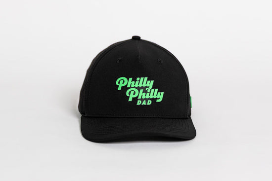 Philly Philly Dad Performance Hat - Black w/ Kelly Green Letters