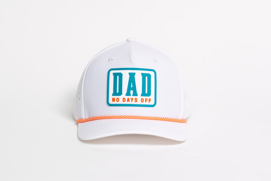 DAD No Days Off Performance Hat - White/Turquoise/Orange