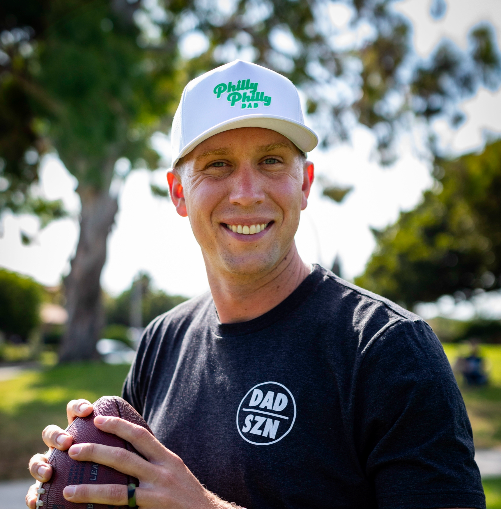 Philly Philly Dad Performance Hat White w Kelly Green Letters M L