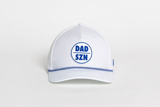 OG White Performance Dad SZN Hat - Blue Logo w/ Rope