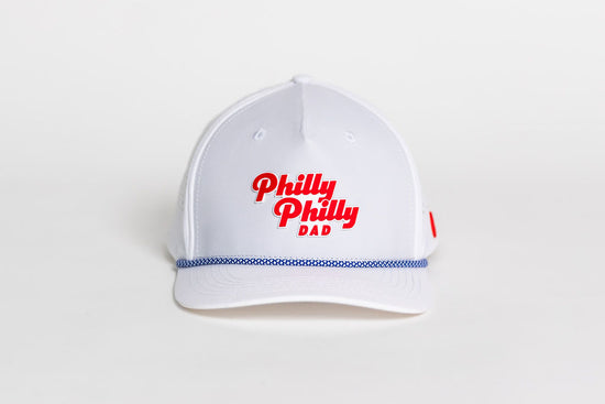 Philly Philly Dad Performance Hat - White w/ Red Letters & Blue Rope