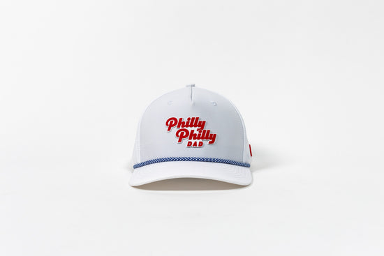 Philly Philly Dad Performance Hat - White w/ Red Letters & Blue Rope