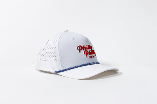 Philly Philly Dad Performance Hat - White w/ Red Letters & Blue Rope