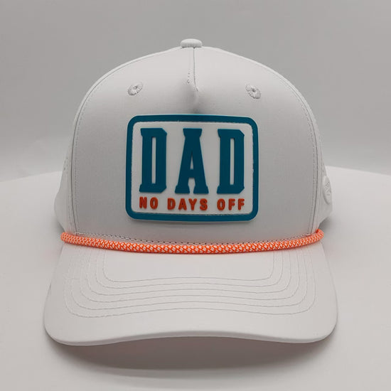 DAD No Days Off Performance Hat - White/Turquoise/Orange