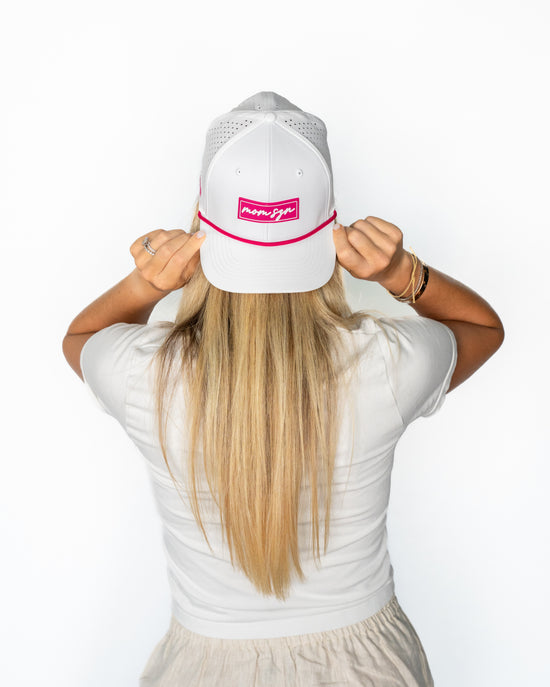 MOM SZN Modern Performance Hat – White/Pink