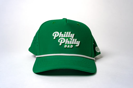 Philly Philly Dad Performance Hat - Kelly Green w/ White Letters & Rope