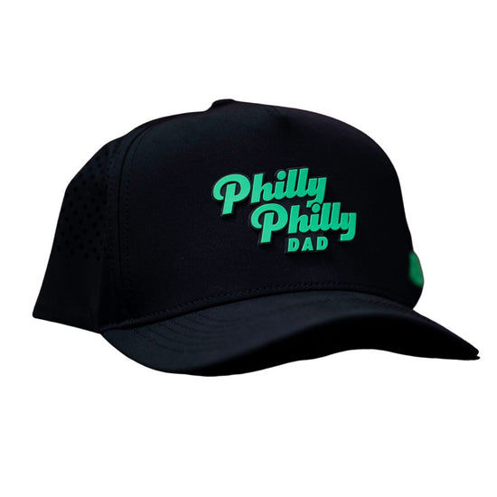 Philly Philly Dad Performance Hat - Black w/ Kelly Green Letters